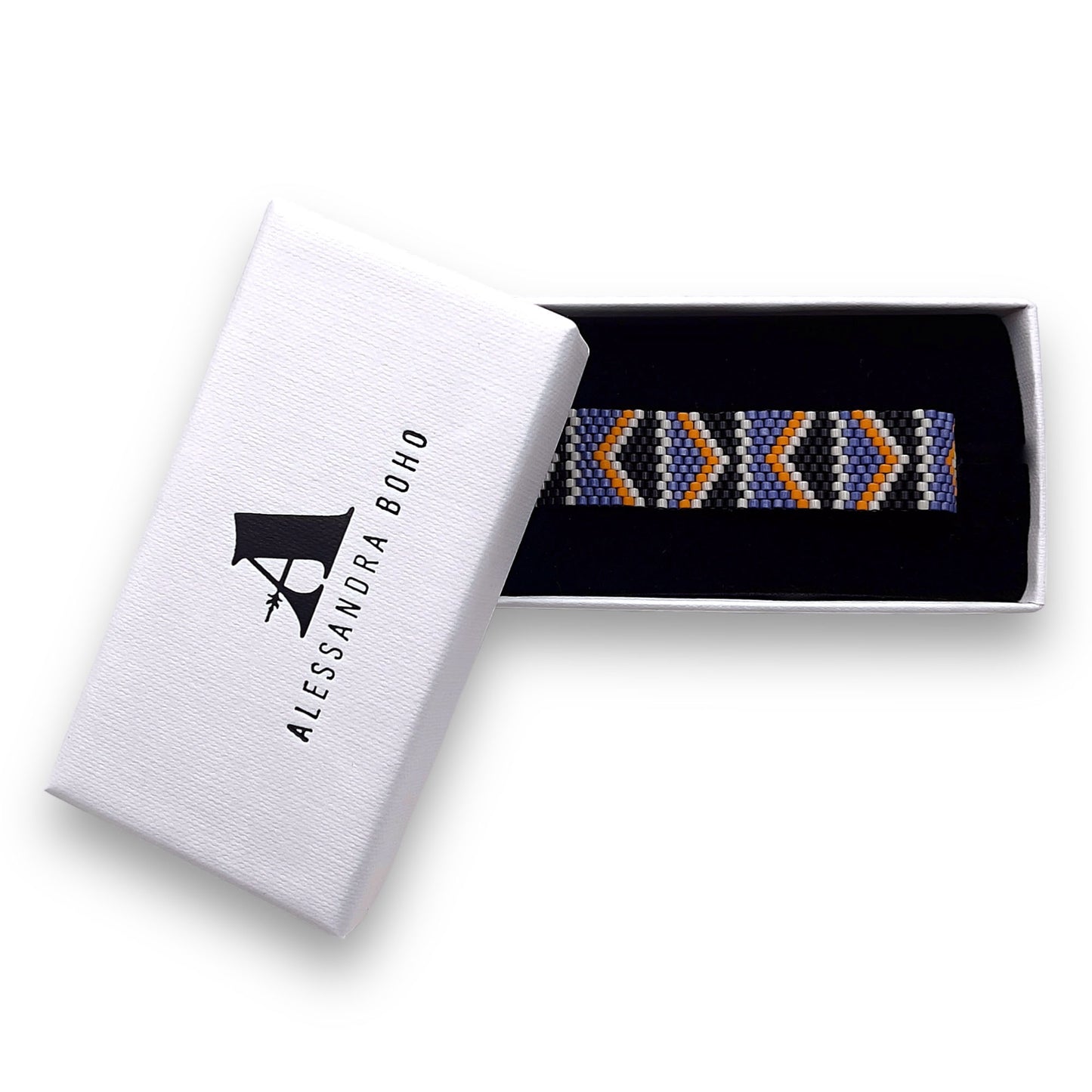 Pulsera de Hombre Hecha a Mano con Cristal de Miyuki y Plata Negra