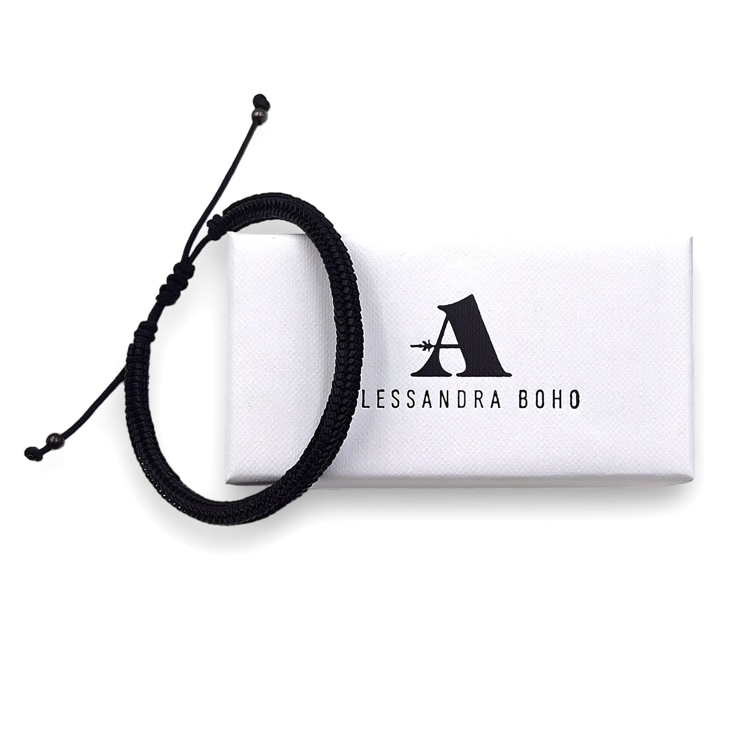 Pulsera Negra de Hombre Hecha con Cristal de Miyuki y Plata Negra