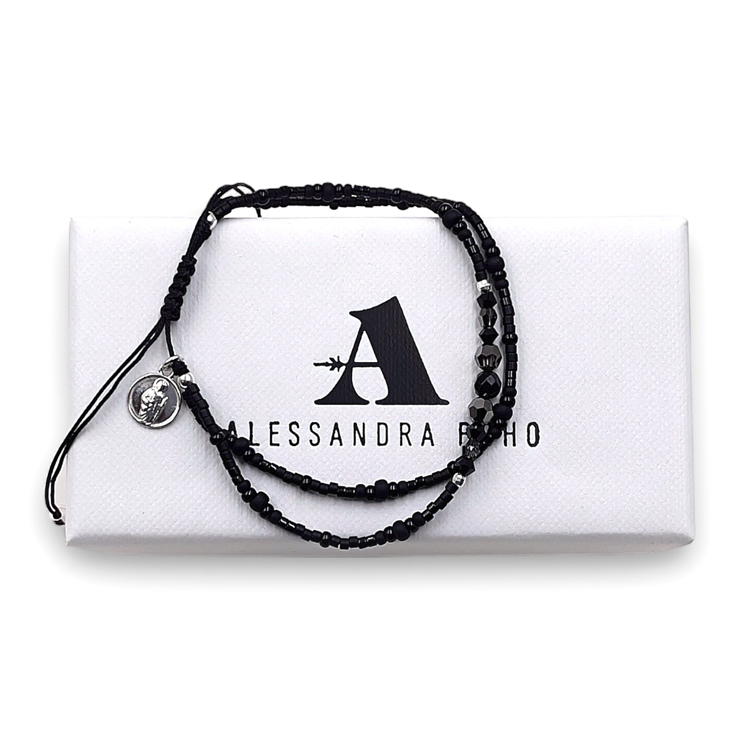 Pulsera con Swarovski, Miyuki y Mini Medalla de San Judas Tadeo