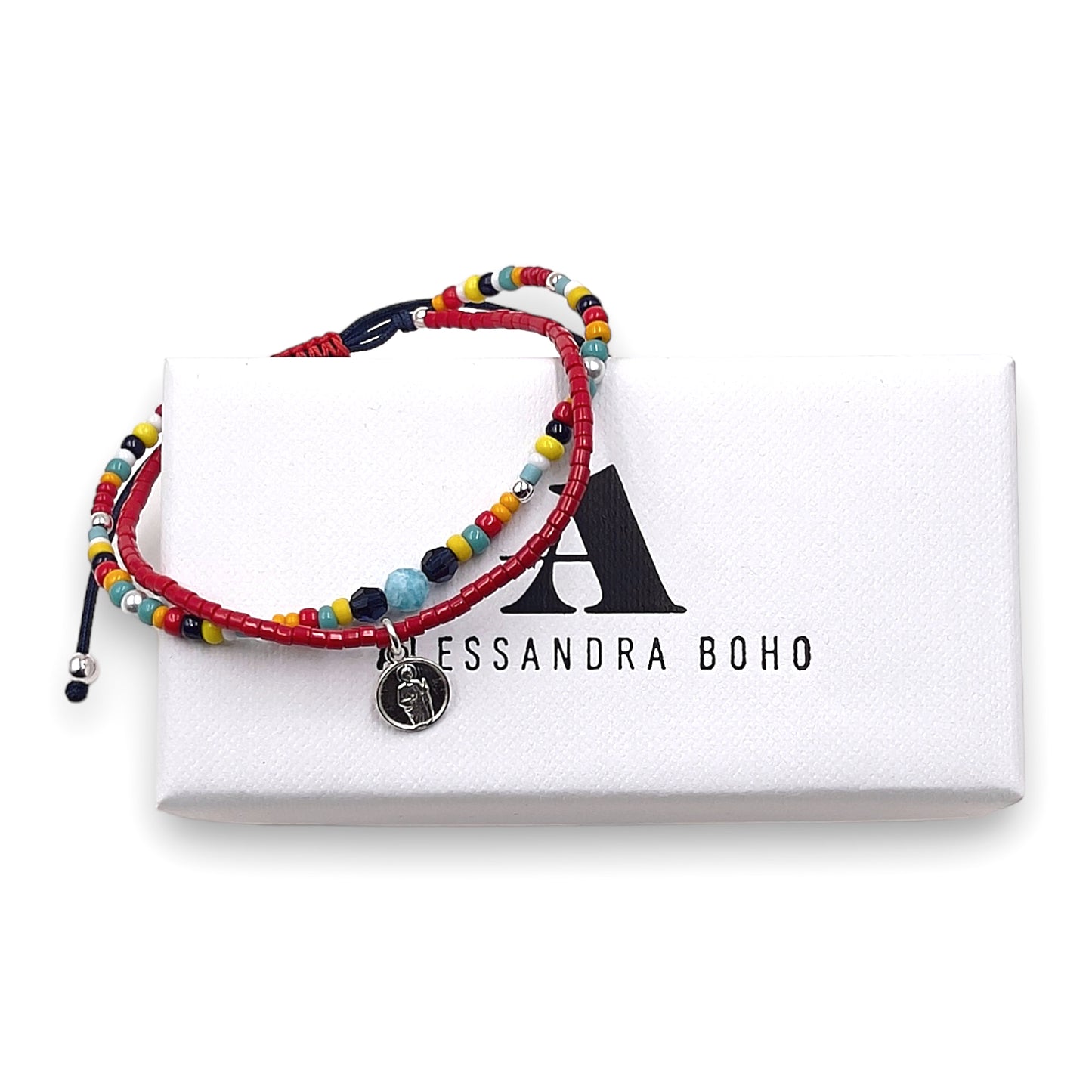Pulsera con Swarovski, Miyuki, Piedras Naturales y Mini Medalla de San Judas Tadeo