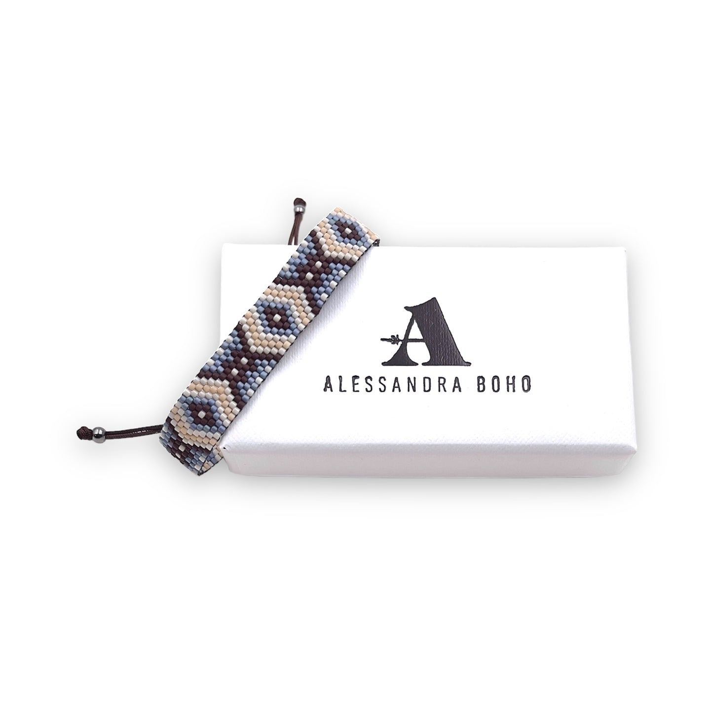 Pulsera de Hombre con Cristal de Miyuki y Plata Negra
