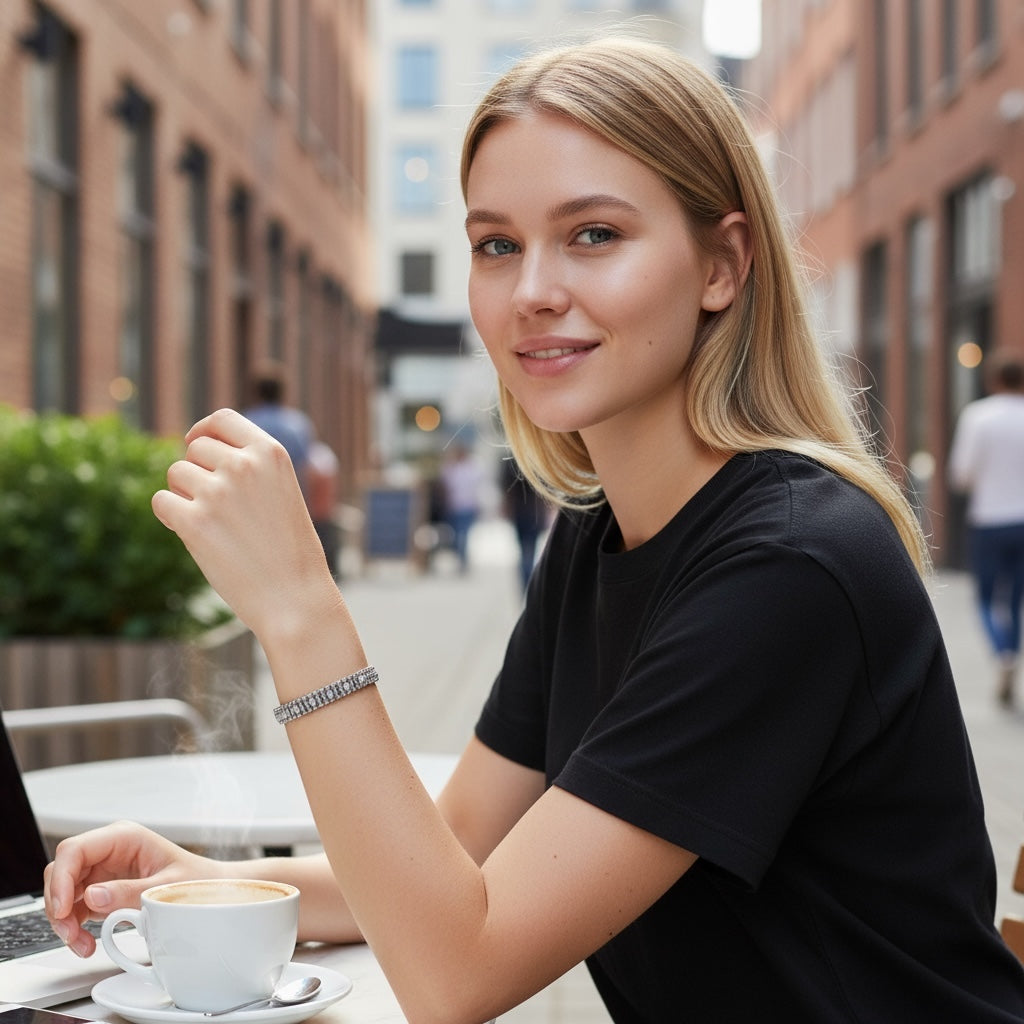 Pulsera Gris Niebla con Miyuki, Calcedonia y Plata