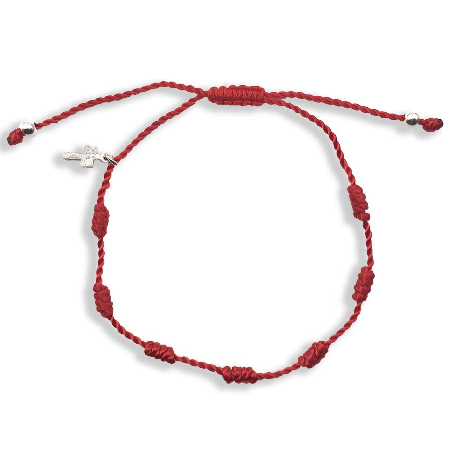 Pulsera de Hilo Rojo con 7 Nudos con Mini Cruz de Caravaca