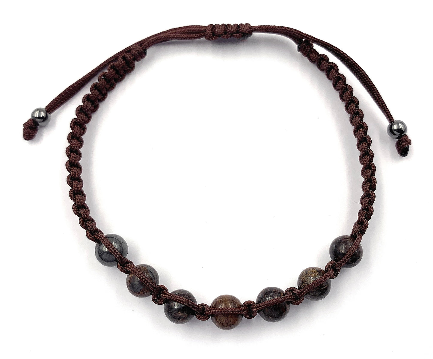 Pulsera de Cordón Marrón con 7 Chakras de Broncita