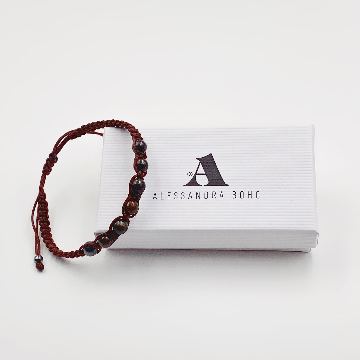 Pulsera de Cordón Marrón con 7 Chakras de Broncita