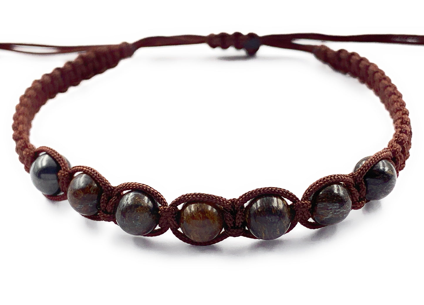 Pulsera de Cordón Marrón con 7 Chakras de Broncita
