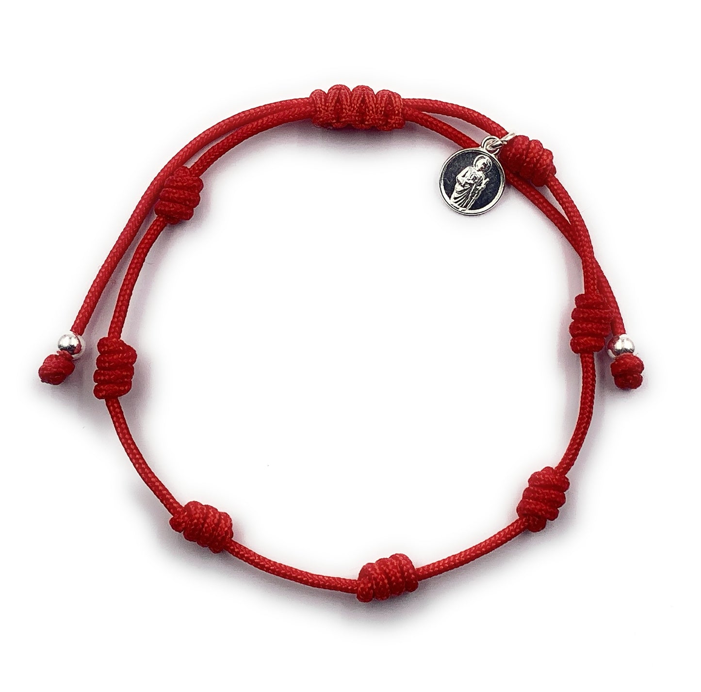 Pulsera Roja con 7 Nudos con Mini Medalla de San Judas Tadeo
