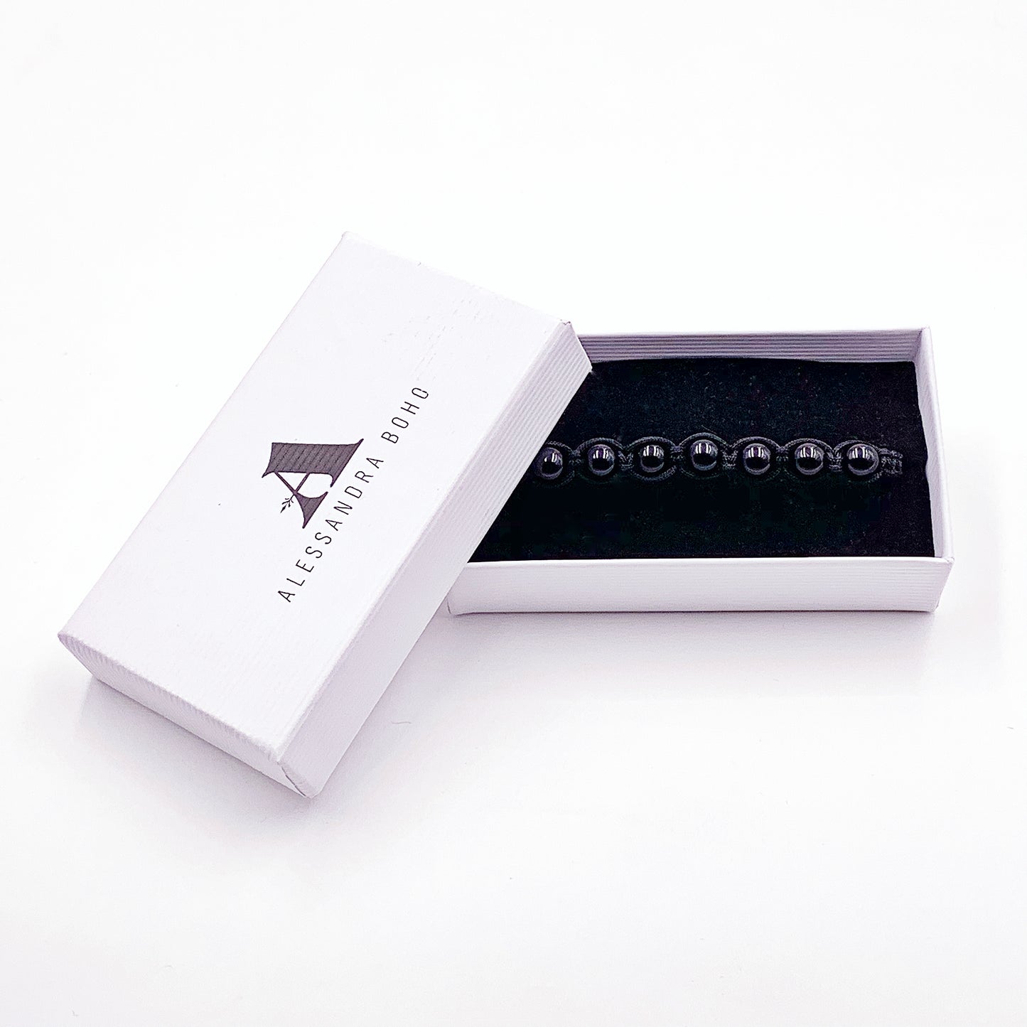 Pulsera de Cordón Negro con 7 Chakras de Turmalina Negra de 6 mm