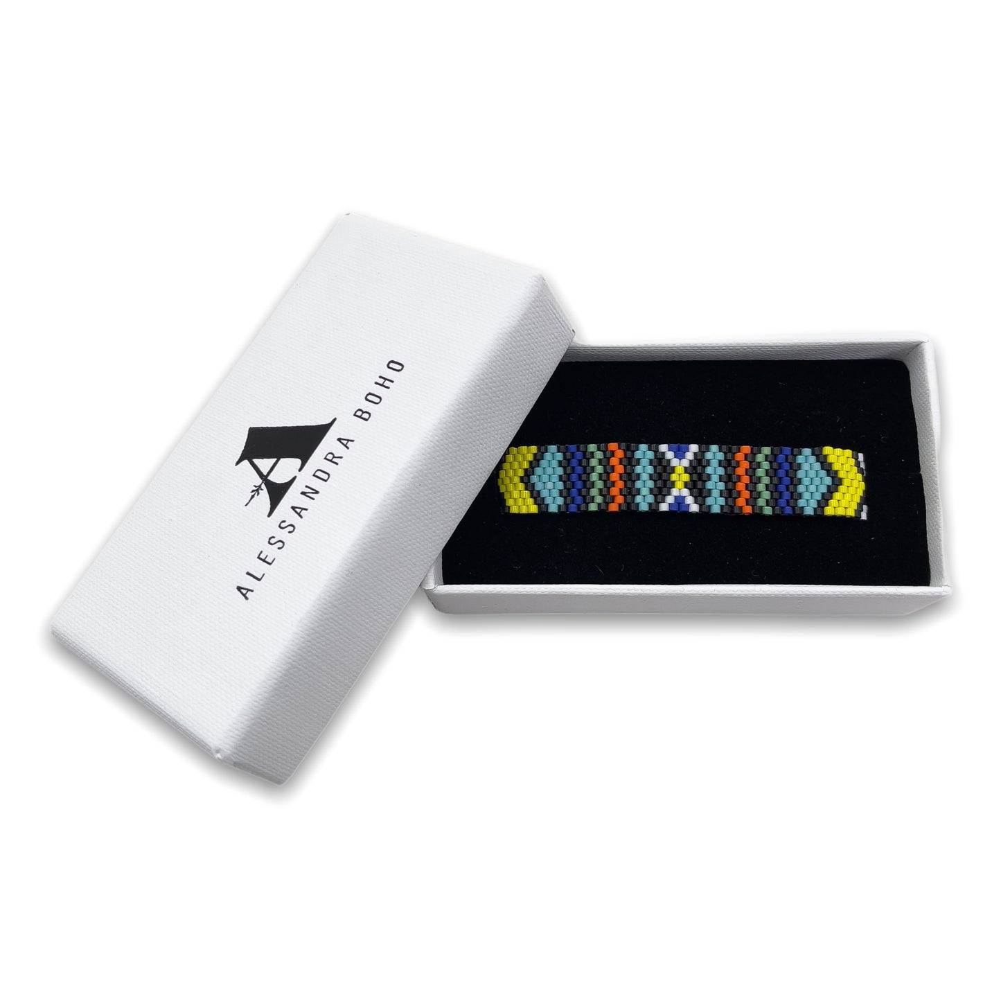 Pulsera de Hombre Artesanal con Cristal de Miyuki y Plata Negra