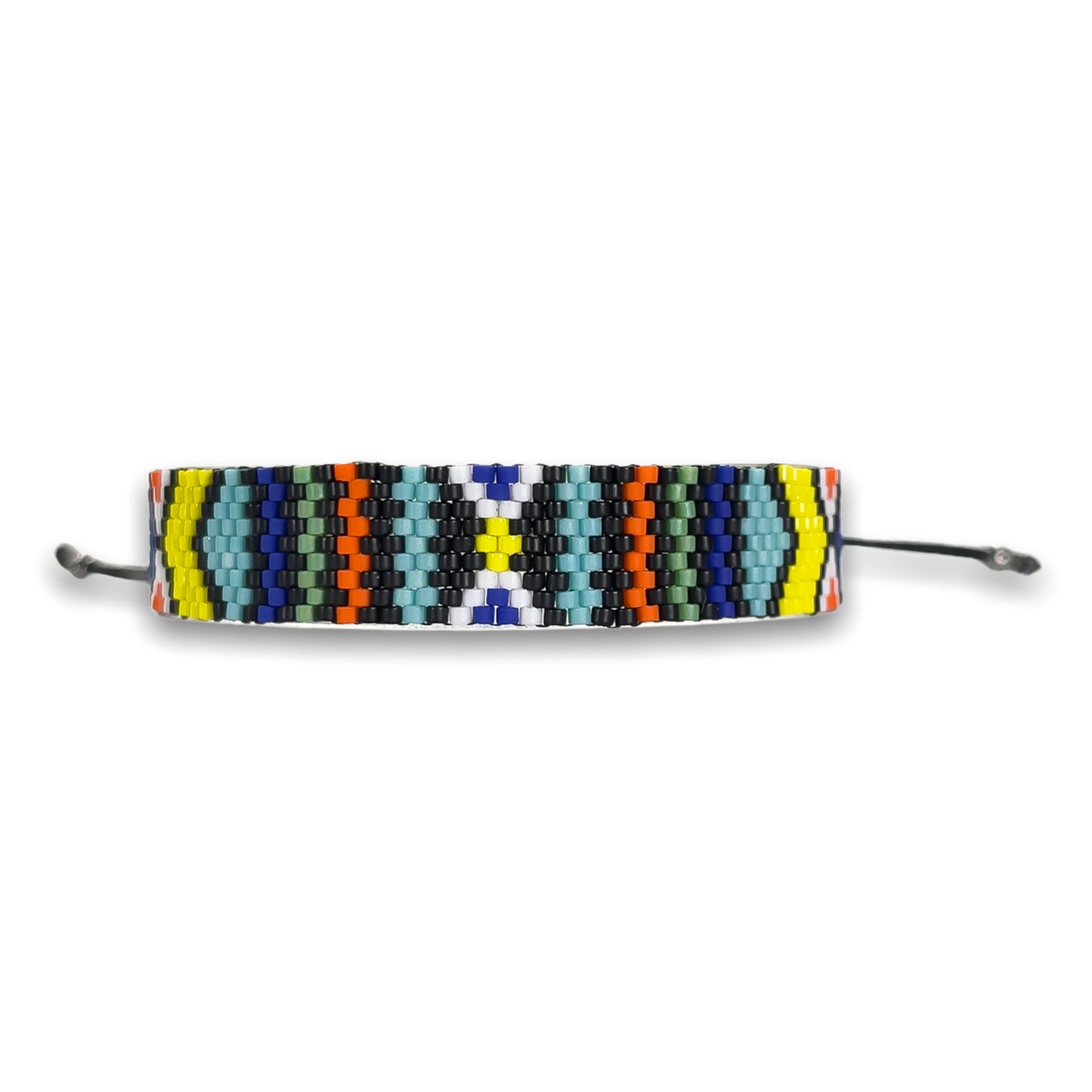 Pulsera de Hombre Artesanal con Cristal de Miyuki y Plata Negra