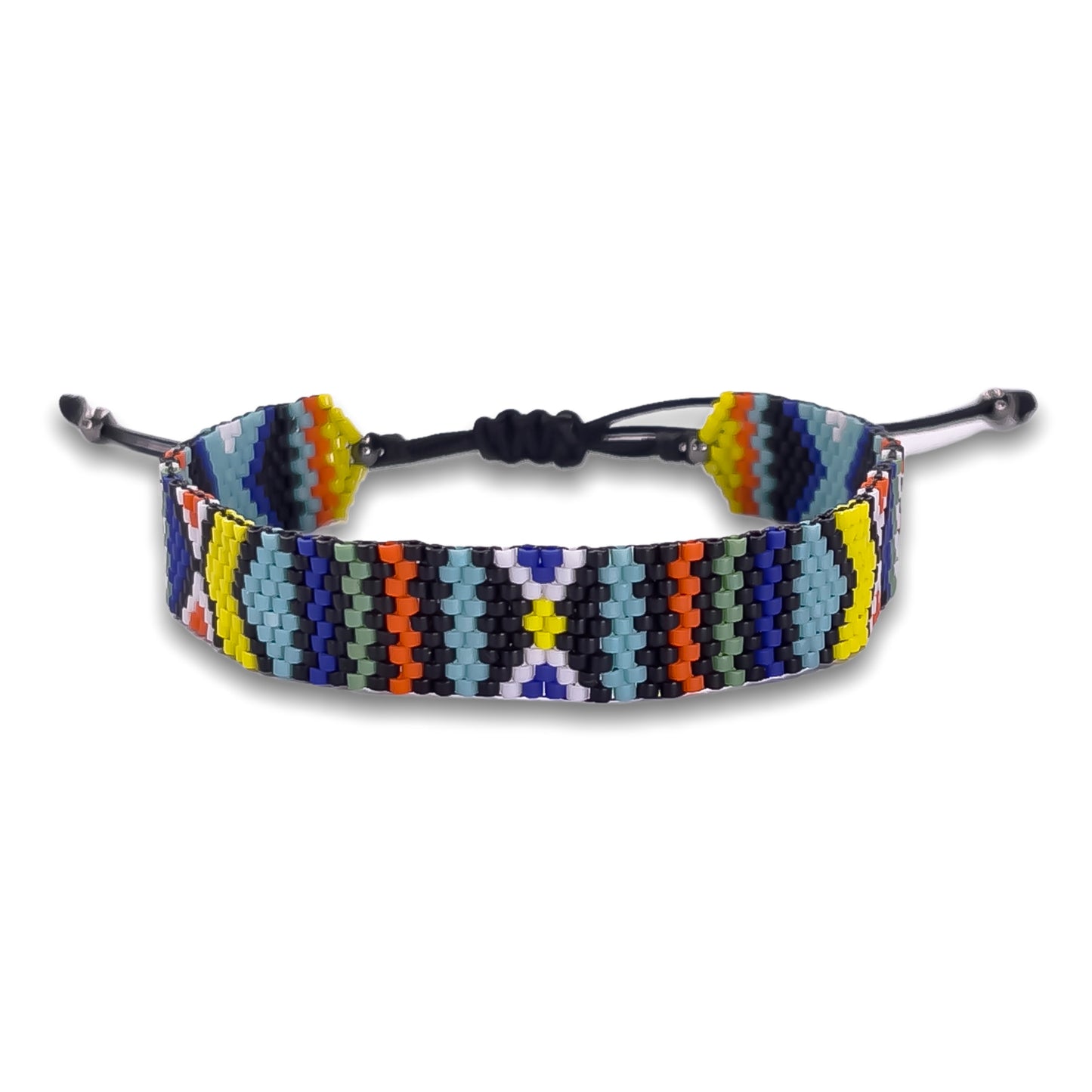 Pulsera de Hombre Artesanal con Cristal de Miyuki y Plata Negra