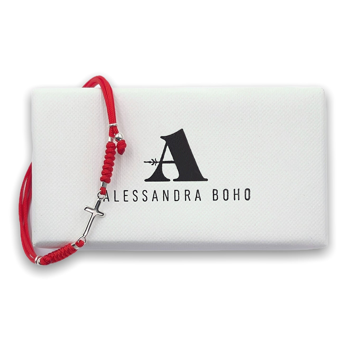 Pulsera Roja de Hombre con Cruz de Plata