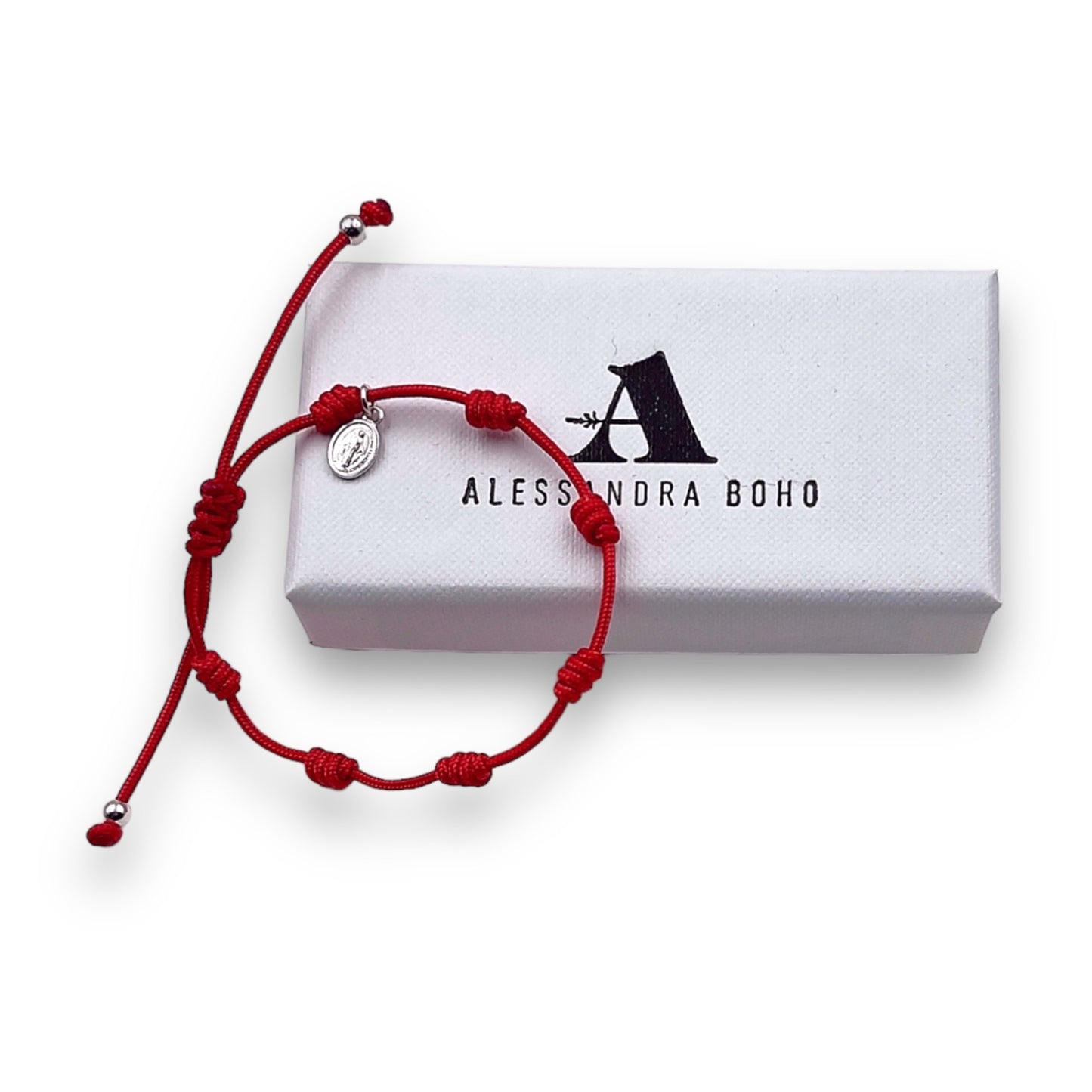 Pulsera Roja con 7 Nudos con Mini Medalla Milagrosa