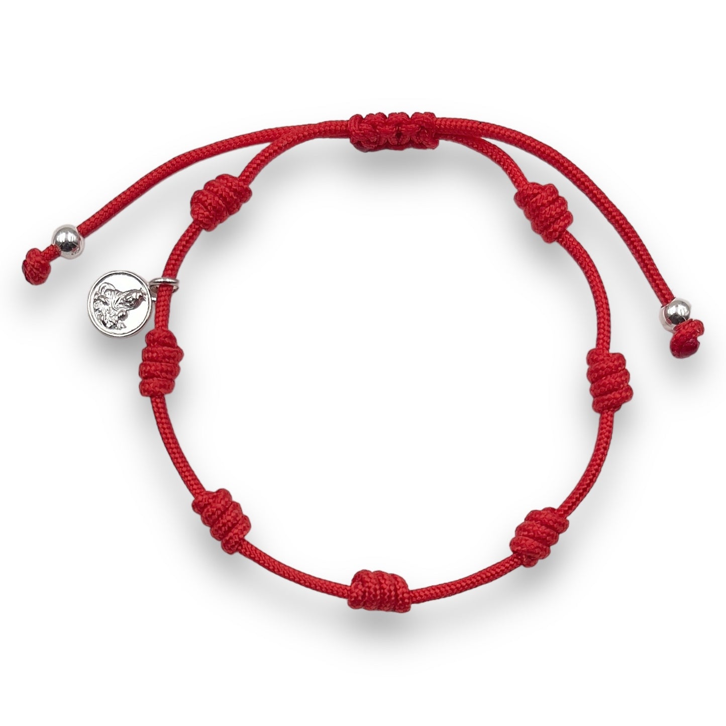 Pulsera Roja con 7 Nudos con Mini Medalla de la Virgen del Carmen