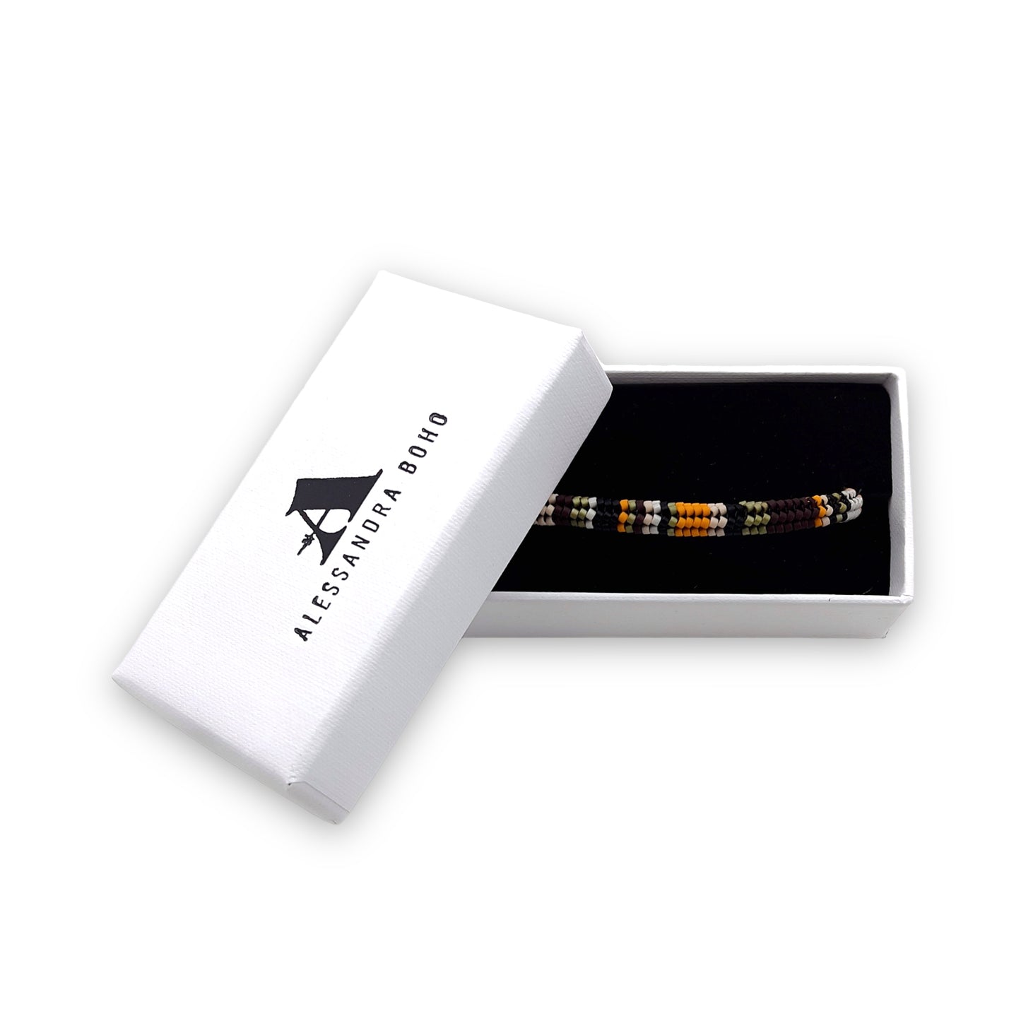 Pulsera de Hombre con Cristales Miyuki y Plata Negra