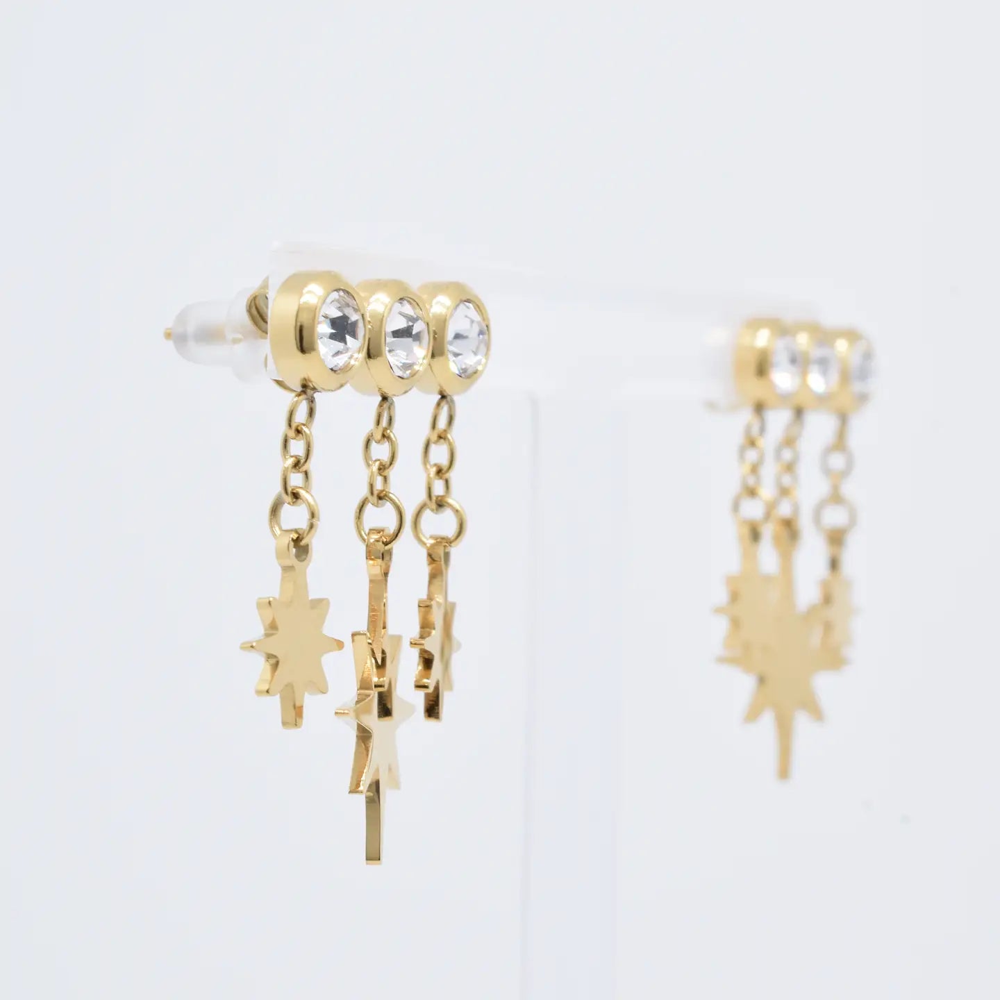 Pendientes Triple Estrella Dorado