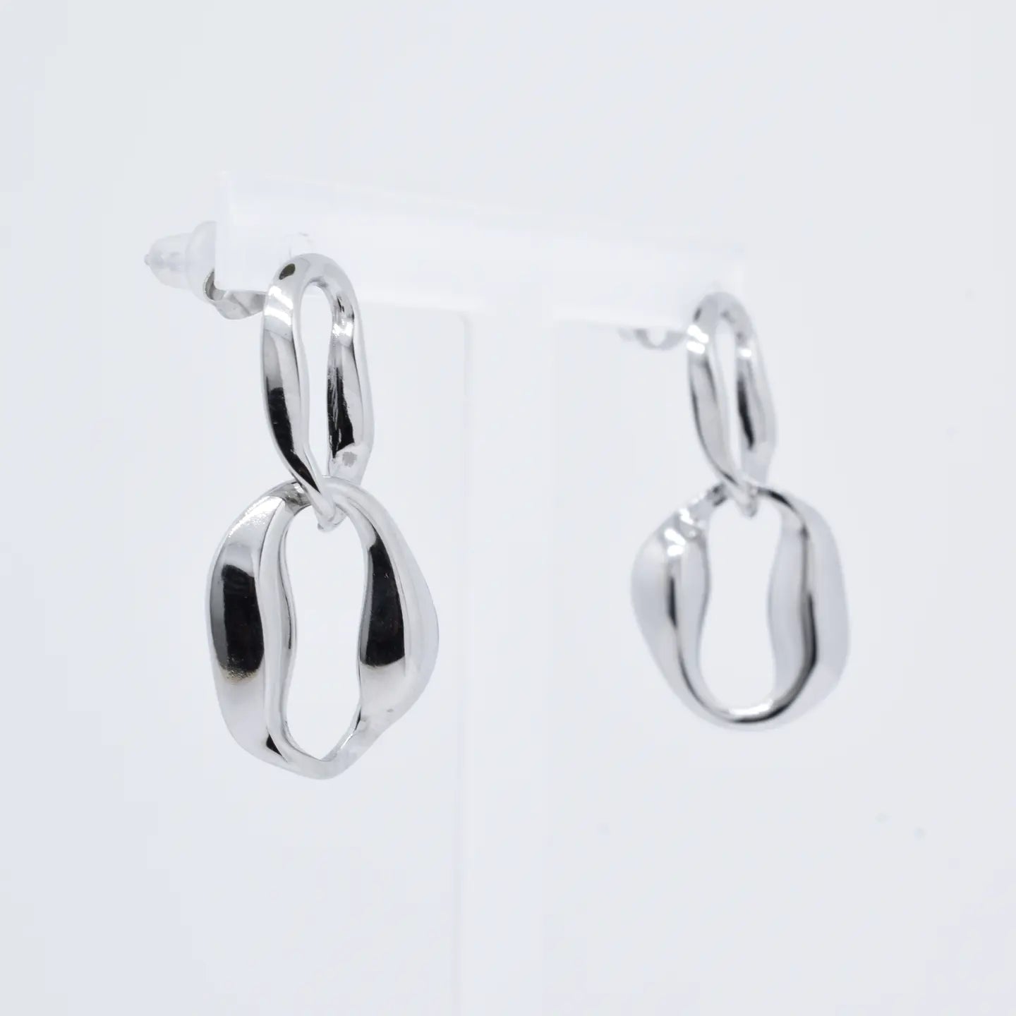 Pendientes Doble Eslabón Plateado