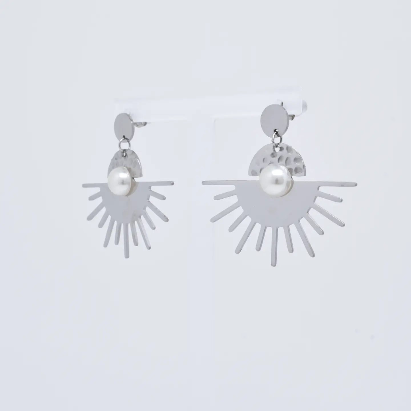 Pendientes Medio Sol Plateado