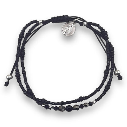 Pulsera con Swarovski, Miyuki y Mini Medalla de San Judas Tadeo