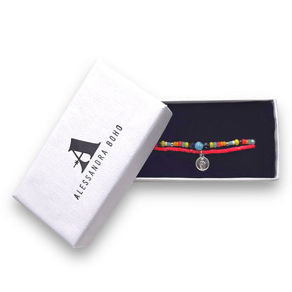 Pulsera con Swarovski y San Judas Tadeo en estuche Alessandra Boho