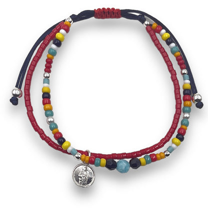 Pulsera con Swarovski, Miyuki y medalla de San Judas Tadeo