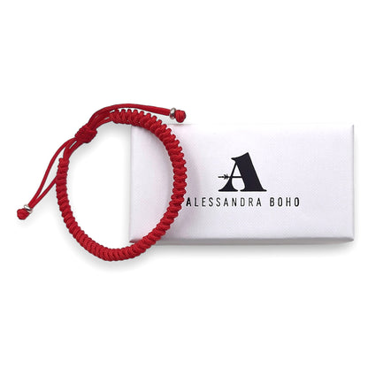 Pulsera de cordón rojo de 1,5 mm fuera del estuche