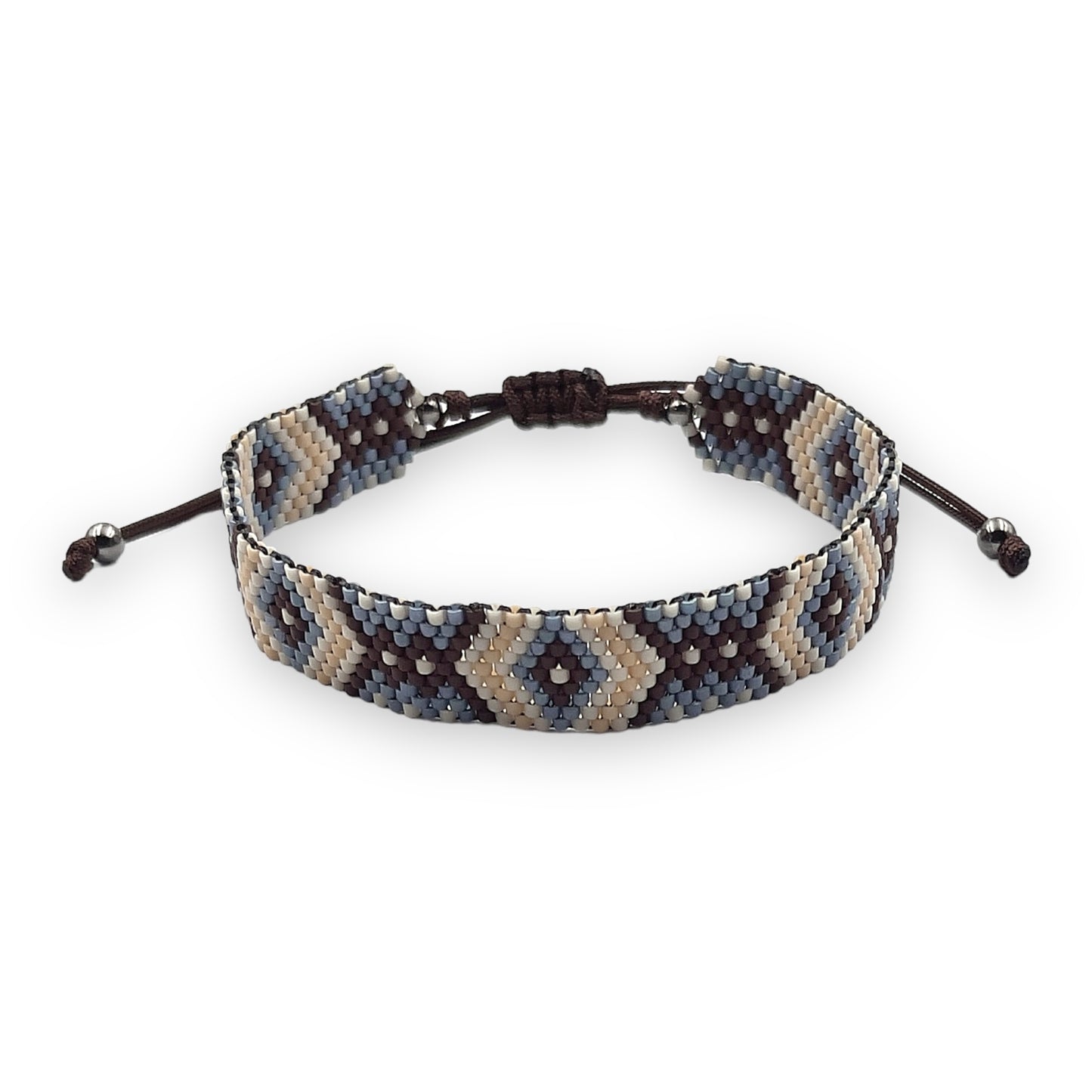 Pulsera de Hombre con Cristal de Miyuki y Plata Negra