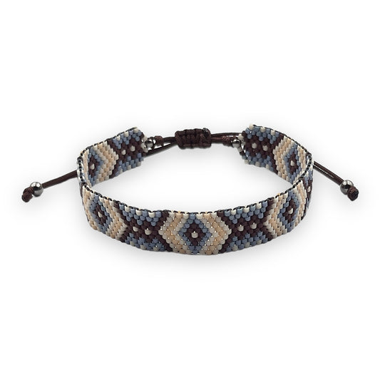 Pulsera de Hombre con Cristal de Miyuki y Plata Negra
