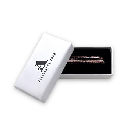 Pulsera con Cristales de Miyuki y Plata con Cordón Marrón Oscuro