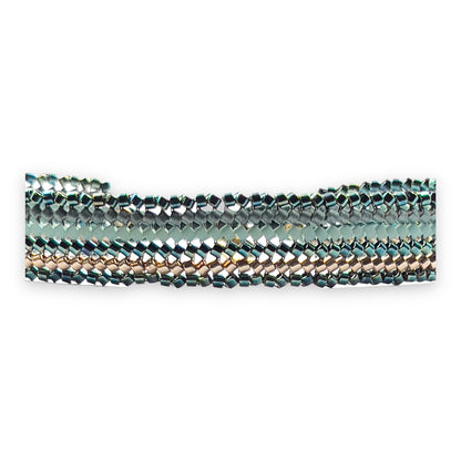 Pulsera con Cristales de Miyuki y Plata con Baño de Oro con Cordón Verde