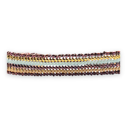 Pulsera con Cristales de Miyuki y Plata con Baño de Oro con Cordón Marrón