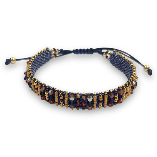 Pulsera con Swarovski, Miyuki y Plata con Baño de Oro