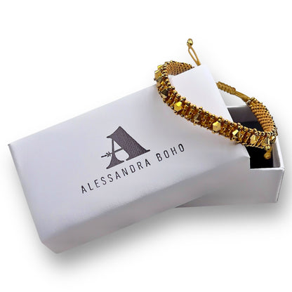 Pulsera Dorada con Swarovski, Miyuki y Plata con Baño de Oro