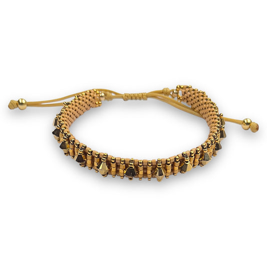 Pulsera Dorada con Swarovski, Miyuki y Plata con Baño de Oro