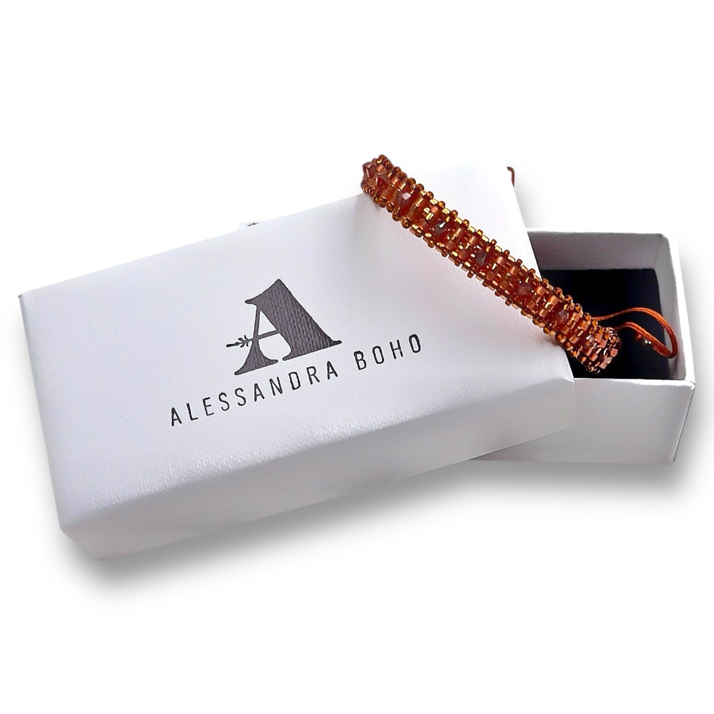 Pulsera Color Cobre con Swarovski, Miyuki y Plata con Baño de Rutenio