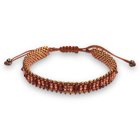 Pulsera Color Cobre con Swarovski, Miyuki y Plata con Baño de Rutenio