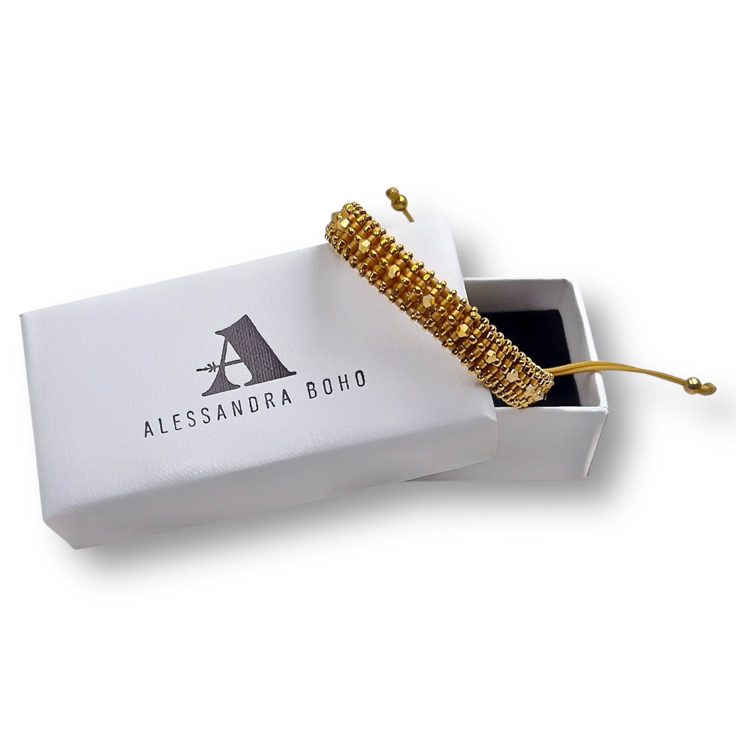 Pulsera Color Dorado con Swarovski, Miyuki y Plata con Baño de Oro