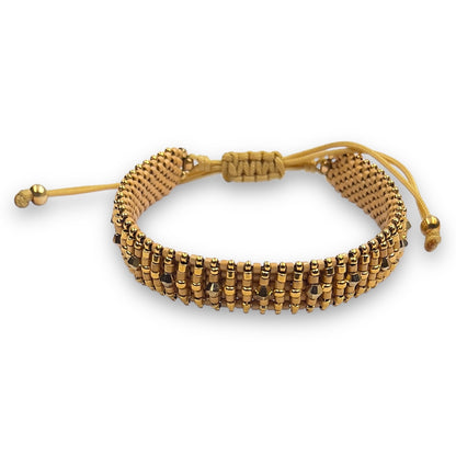 Pulsera Color Dorado con Swarovski, Miyuki y Plata con Baño de Oro
