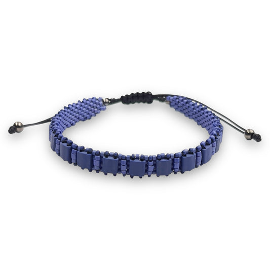 Pulsera Hombre Color Azul Cobalto con Miyuki y Plata con Baño de Rutenio