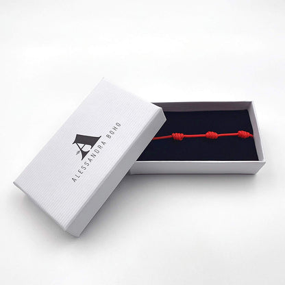 Pulsera roja de 7 nudos para mujer en estuche Alessandra Boho