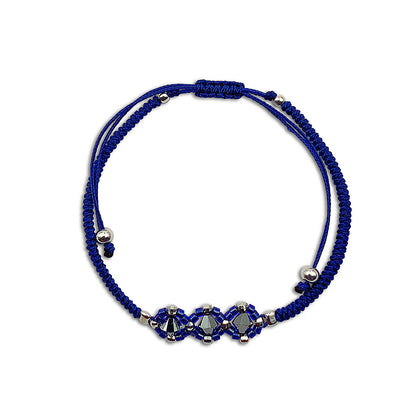Pulsera Azul Marino con Cristales Swarovski, Miyuki y Cuentas de Plata