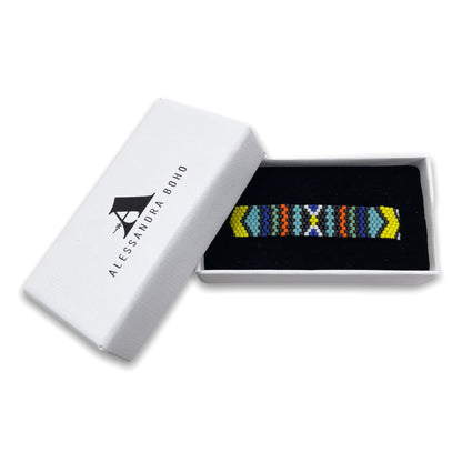 Pulsera de Hombre Artesanal con Cristal de Miyuki y Plata Negra