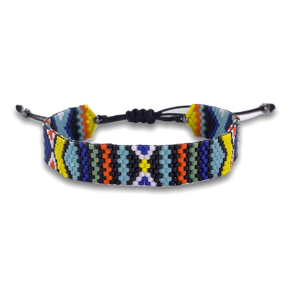 Pulsera de Hombre Artesanal con Cristal de Miyuki y Plata Negra
