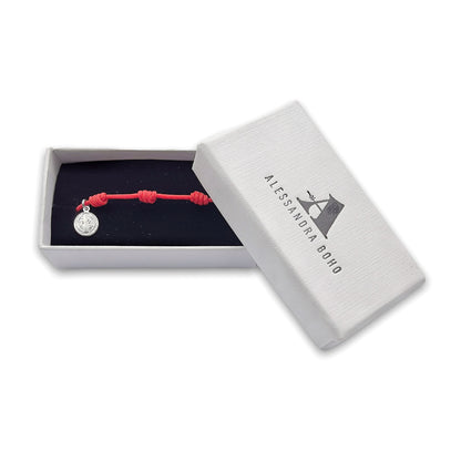 Pulsera Roja con 7 Nudos con Medalla de San Benito