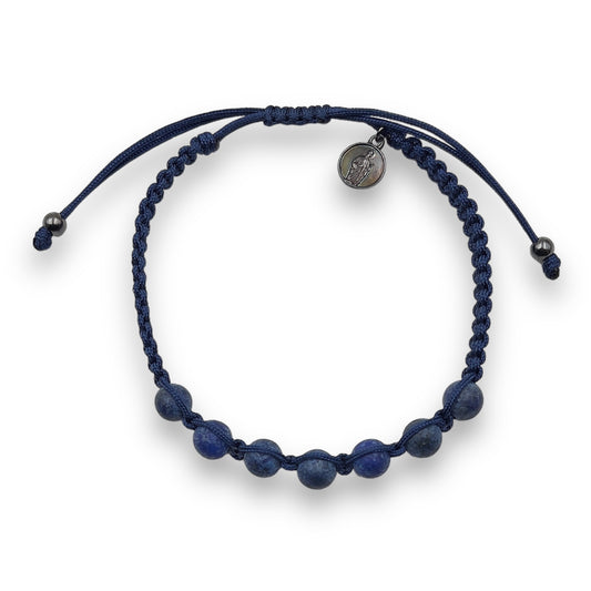Pulsera con Lapislázuli y San Judas Tadeo de Plata con Baño de Rutenio