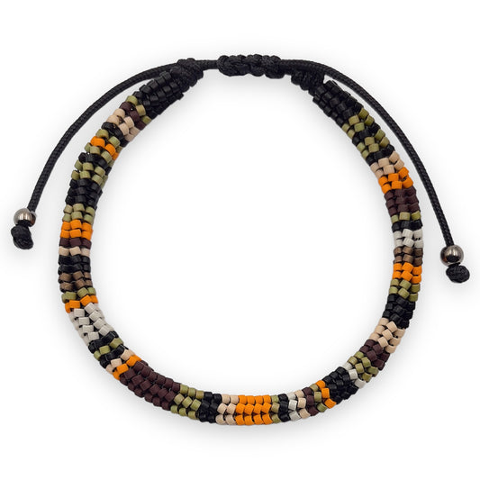 Pulsera de Hombre con Cristales Miyuki y Plata Negra