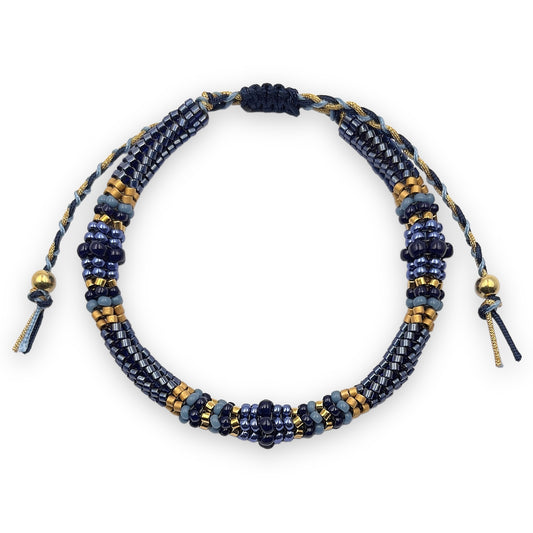 Pulsera con Cristales de Miyuki y Plata con Baño de Oro