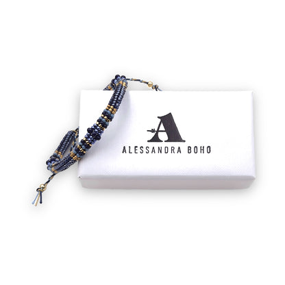 Pulsera con Cristales de Miyuki y Plata con Baño de Oro