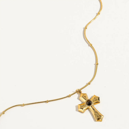 Collar Cruz con Ojo de Tigre