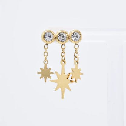 Pendientes Triple Estrella Dorado